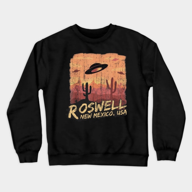 Roswell new mexico 1947 ufo beam flying saucer abduction Crewneck Sweatshirt by Miscarkartos